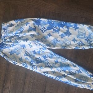 Louis Vuitton Blue and White Patterned Joggers
